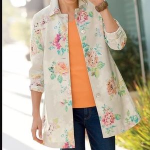J. JILL Sz S Birch English Floral Linen Jacket